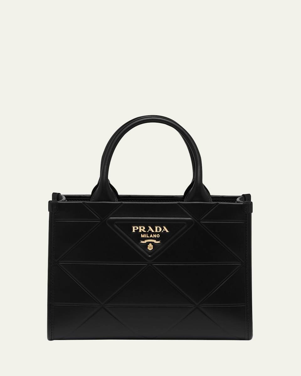 Mini Triangle Logo Leather Tote Bag